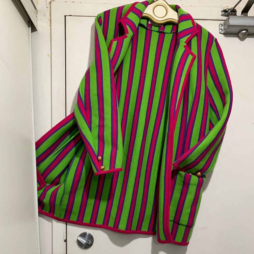 VINTAGE PORTS TRADEMARK DESIGNS WOOL STRIPE JACKETS SIZE M - Picture 10 of 14